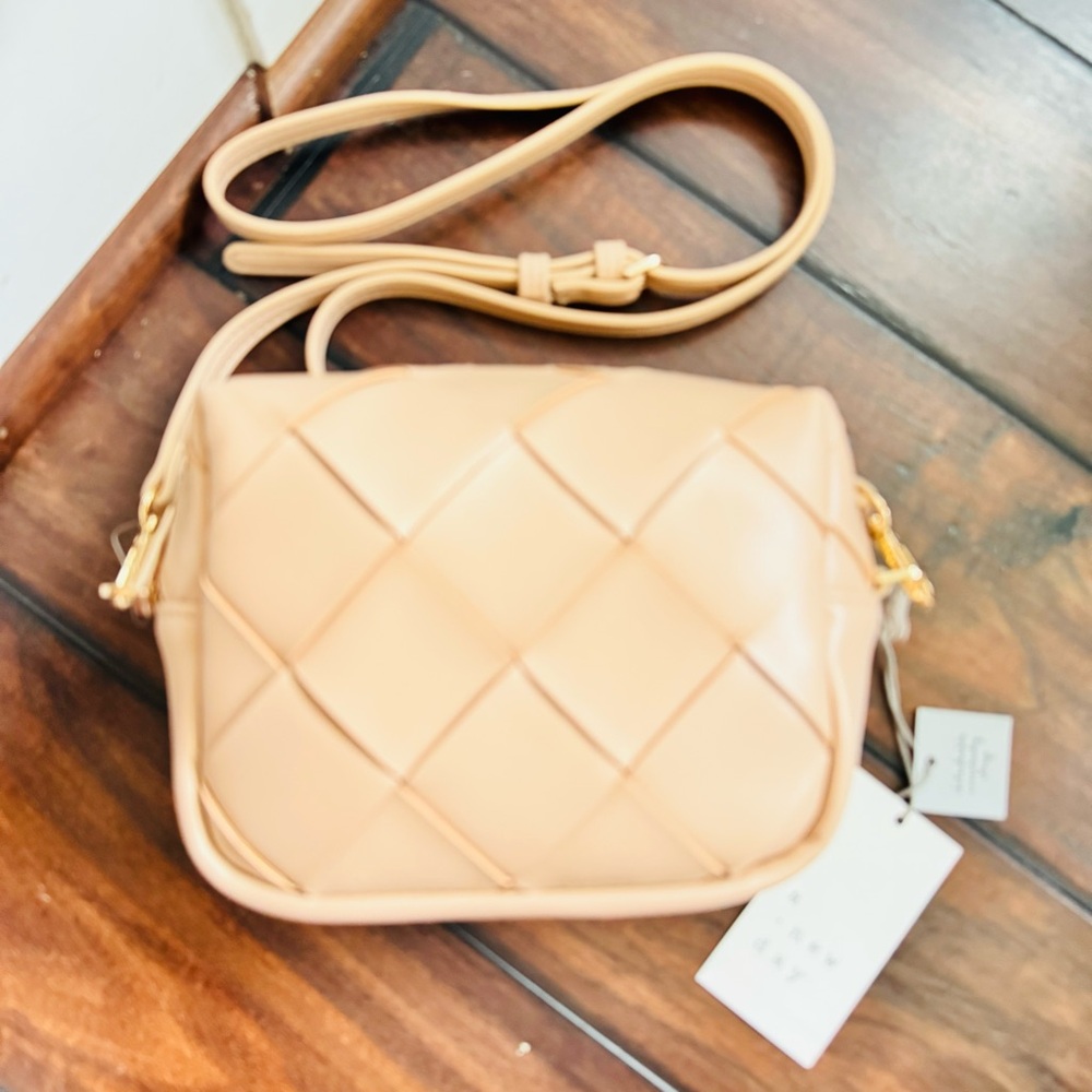 A new day Tan Quilted Crossbody Bag